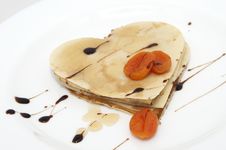 Heart-shaped Pancake On White Royalty Free Stock Images