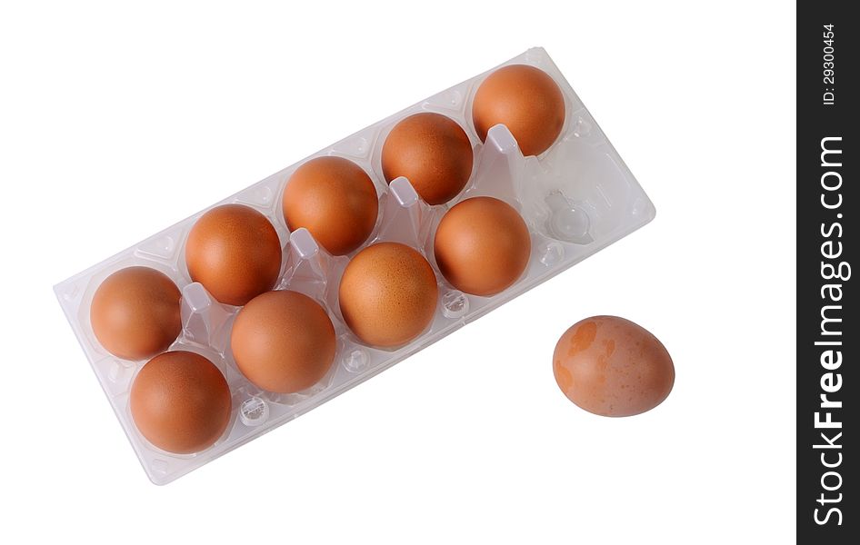 Eggs in packing isolated on the white