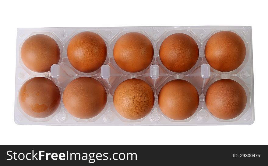 Eggs in packing isolated on the white