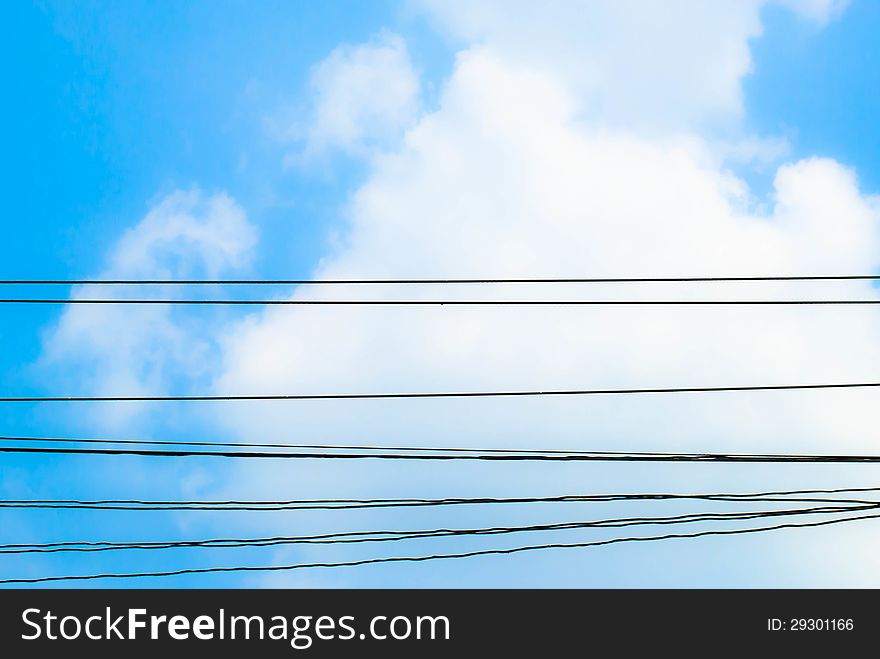 Sky Clouds and electric wire On the bright day