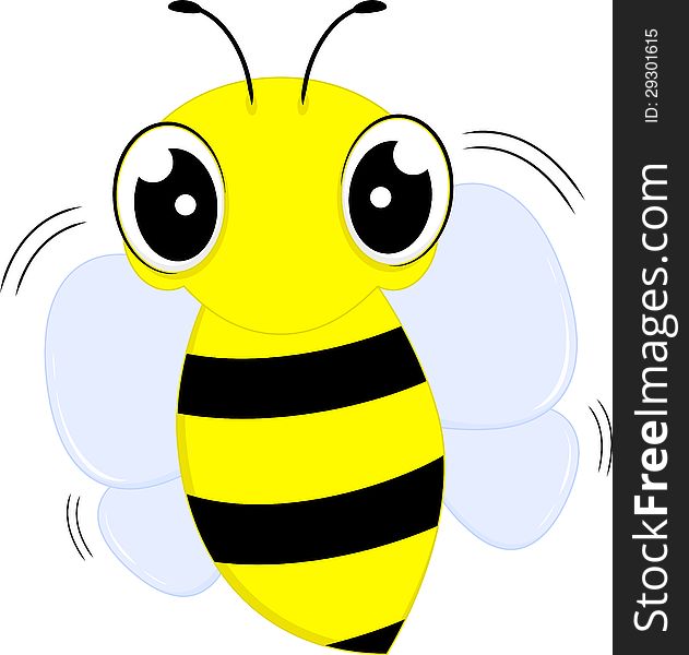 Illustration of Cute Flying Bee On White