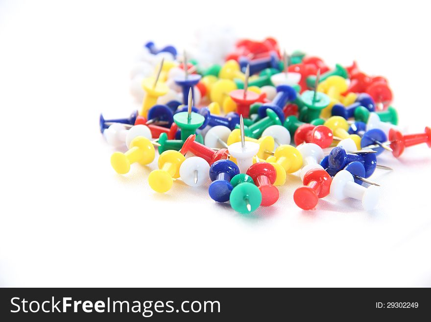 Colorful Straight pins on white