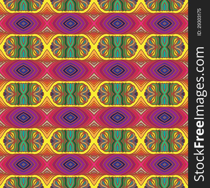 70s Vector Psychedelic Pattern With Stripes