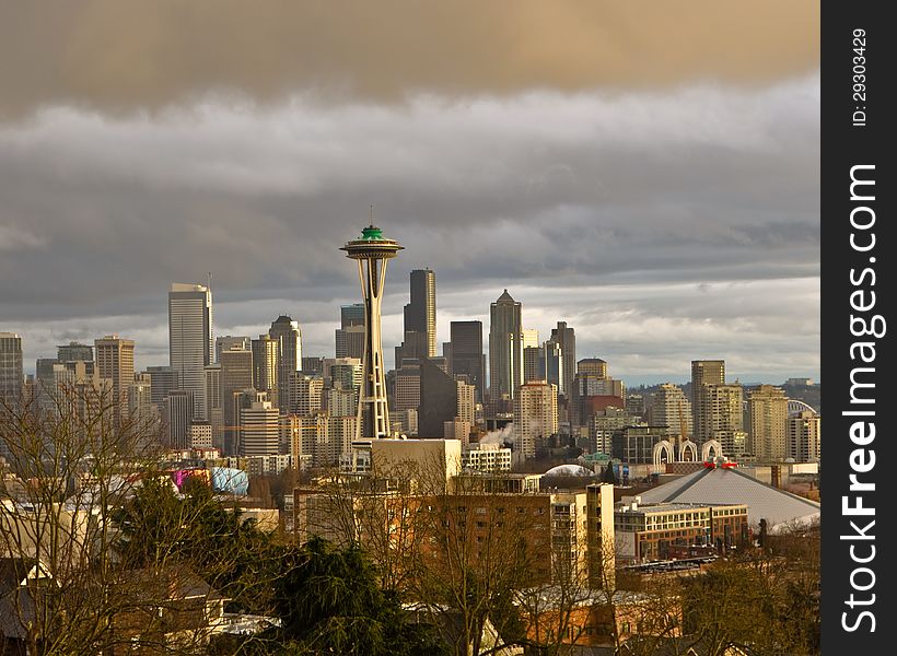 Light rain and some sunshine over Seattle