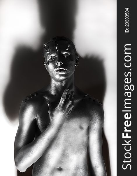 Creativity. Black And White Fashion Man - Platinum Torso