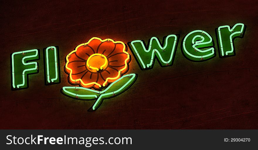 Flower Neon Sign in Green