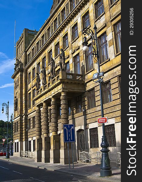 The facade of the Ministry of Industry and Commerce in Prague. Czech Republic