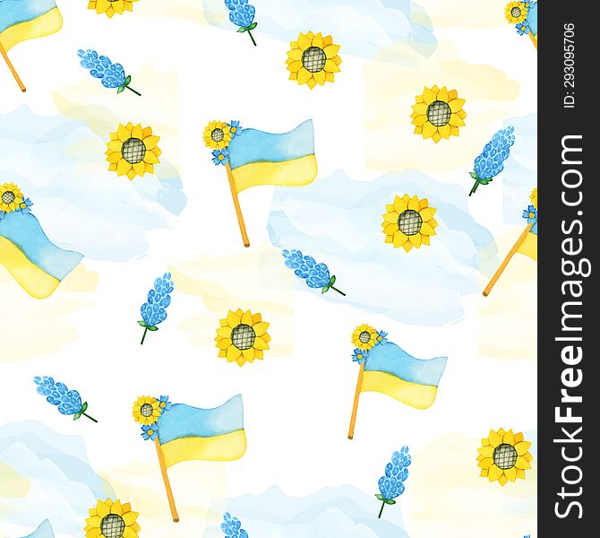seamless pattern with Ukrain flag