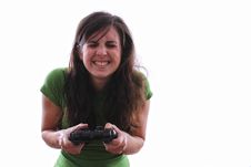 Female Nervous Playing A Console Game Royalty Free Stock Photos Female Nervous Playing A Console Game Royalty Free Stock Photos