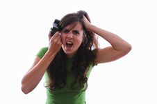 Female Angry With A Console Game Stock Photos