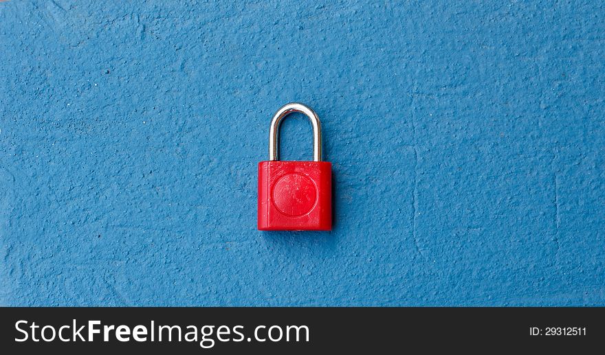 The Red Keypad on Blue Wall. The Red Keypad on Blue Wall