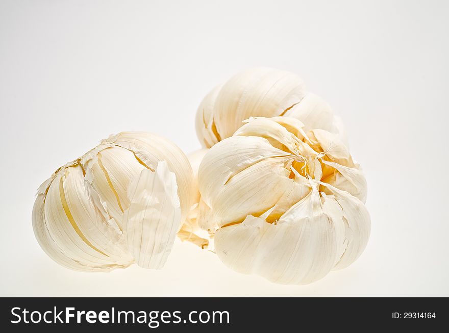 Garlic on white background