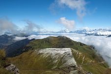 Morning Mist In The Swiss Alps Stock Images Morning Mist In The Swiss Alps Stock Images