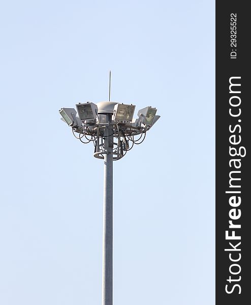 Light pole street agent blue sky background