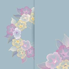 Floral Template Greeting Card With Pastel Flowers Stock Photo