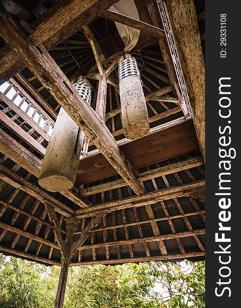 Wooden Bell In Hindu Temple