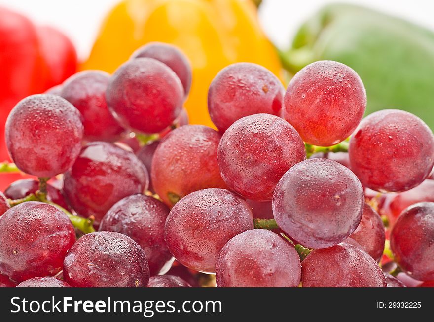 Grape with sweet peper on with background isolate. Grape with sweet peper on with background isolate