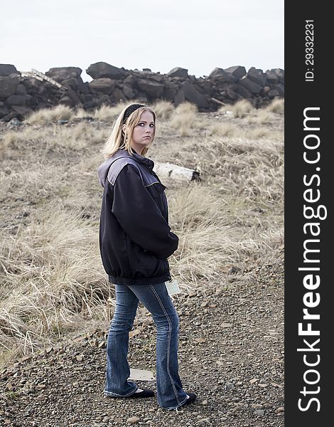 Portrait of a young woman at the beach. Portrait of a young woman at the beach.