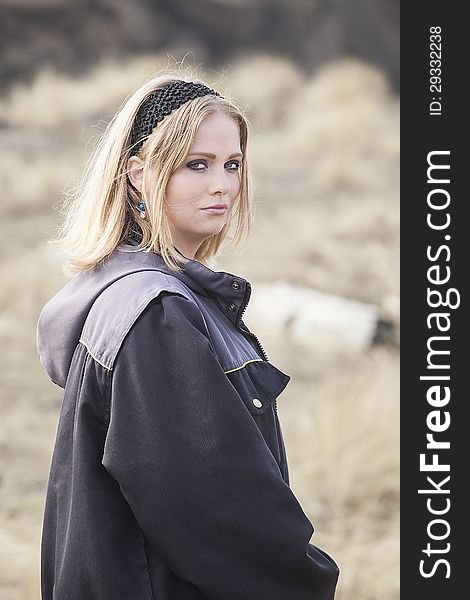 Young Woman with Beautiful Blue Eyes