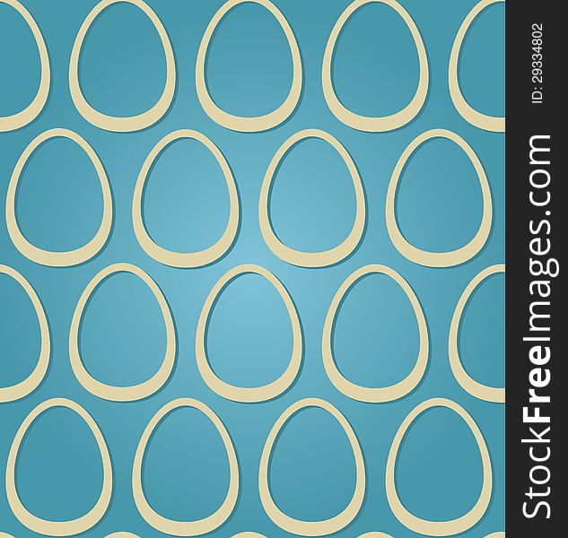 Light beige easter eggs on blue background, seamless pattern. Light beige easter eggs on blue background, seamless pattern