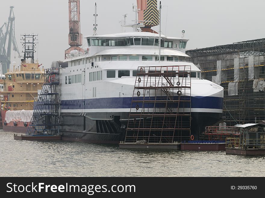 Repaired at ship repair yard in gdansk. Repaired at ship repair yard in gdansk