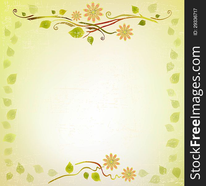 Composition with growing floral vector elements as spring background. Composition with growing floral vector elements as spring background.
