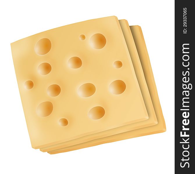 Isolated emmental cheese slices on white