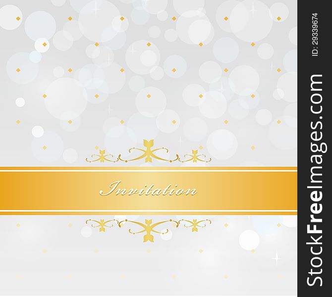 Elegant Silver Invitation With Gold Banner