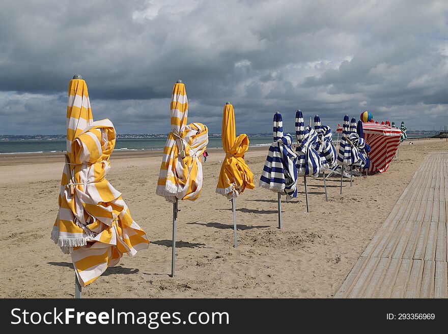 The Famous Colorful Parasols Of Deauville France