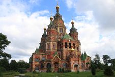 Cathedral Of Saints Peter And Paul Church In Peterhof Stock Photo