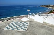 Large Chess Board On Overlook Of Main Beach, Laguna Beach. Stock Photo Large Chess Board On Overlook Of Main Beach, Laguna Beach. Stock Photo
