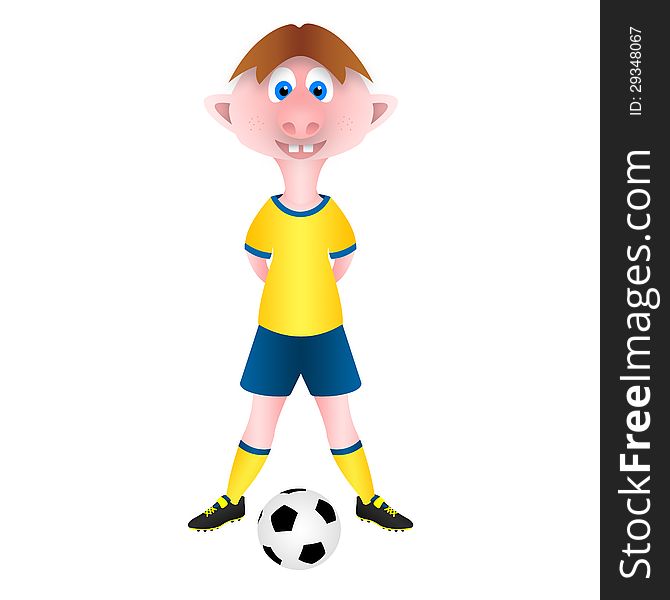 Illustration isolated with a cute child and his soccer ball. Illustration isolated with a cute child and his soccer ball.