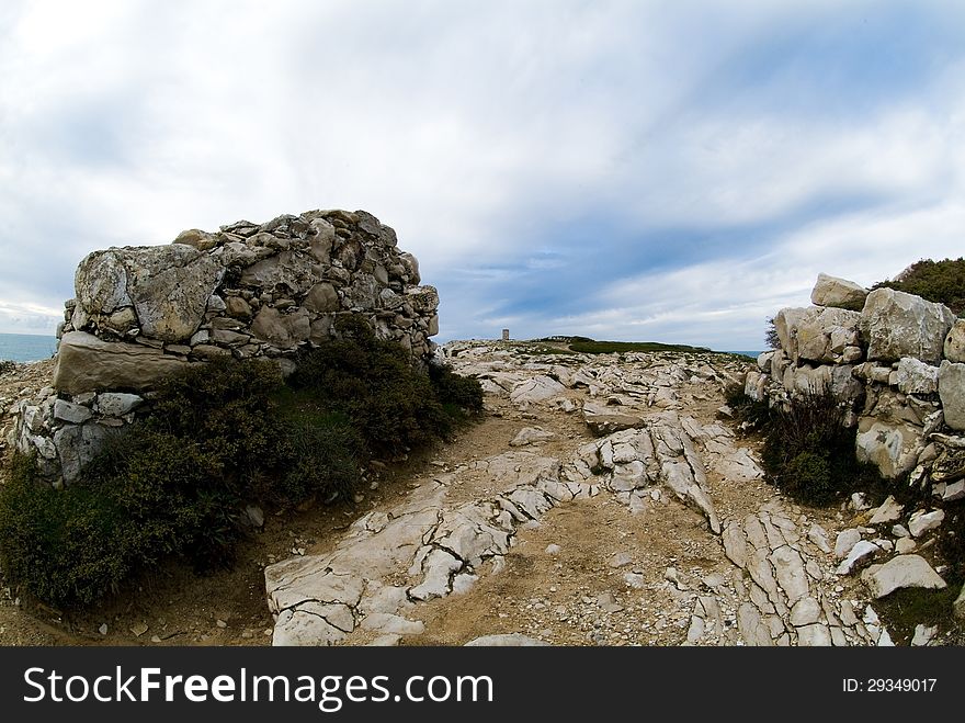 Storm clouds over a cliff at Baleal, Portugal. Storm clouds over a cliff at Baleal, Portugal