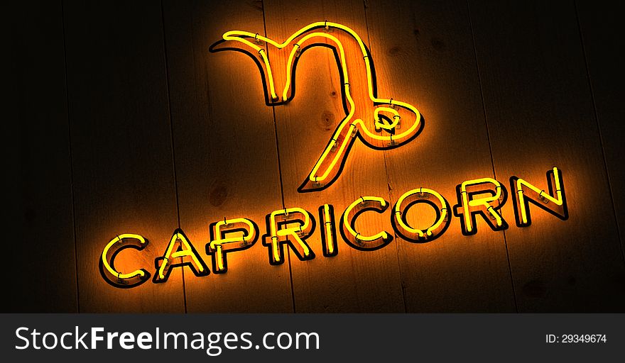 Capricorn Zodiac Sign in Neon