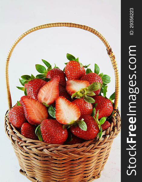 Close-up basket full of fresh strawberries. Close-up basket full of fresh strawberries