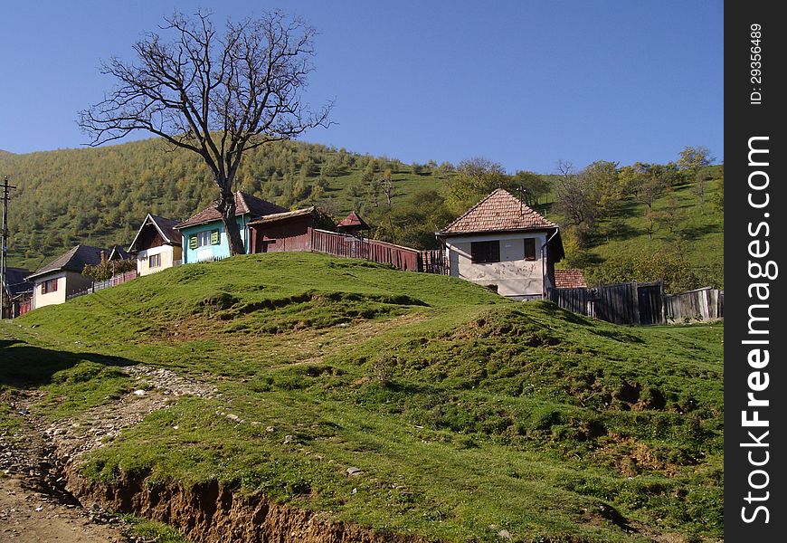 Houses in rural areas and blue sky