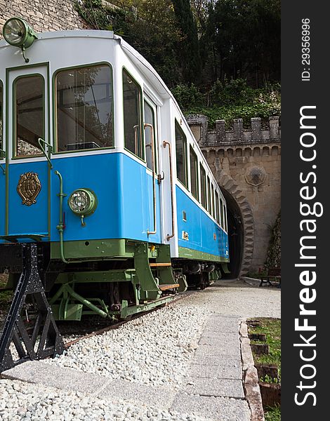 Old train exposed to San Marino