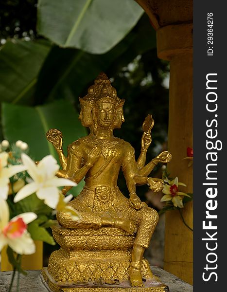 Conjoined Golden Buddha Deity Statues