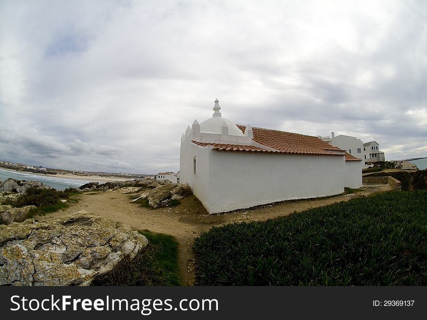 Capelo do Baleal in Baleal, Portugal. Its standing on a cliff looking out over the Atlantic Ocean. Capelo do Baleal in Baleal, Portugal. Its standing on a cliff looking out over the Atlantic Ocean