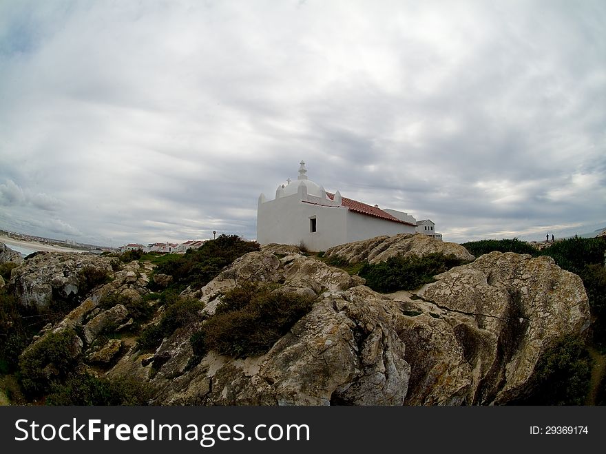 Capelo do Baleal in Baleal, Portugal. Its standing on a cliff looking out over the Atlantic Ocean. Capelo do Baleal in Baleal, Portugal. Its standing on a cliff looking out over the Atlantic Ocean