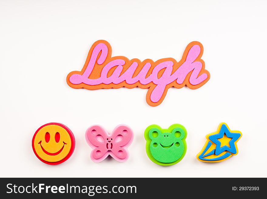 The word laugh with foam graphics