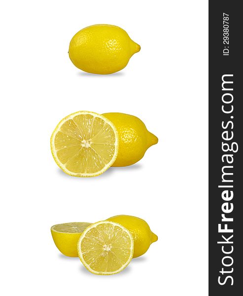 Lemon set on white background.