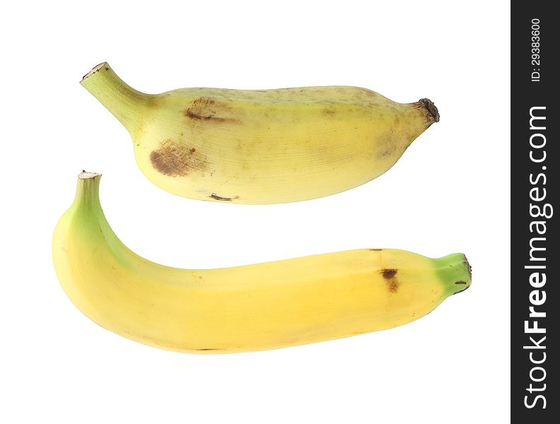 Two banana isolated on white background