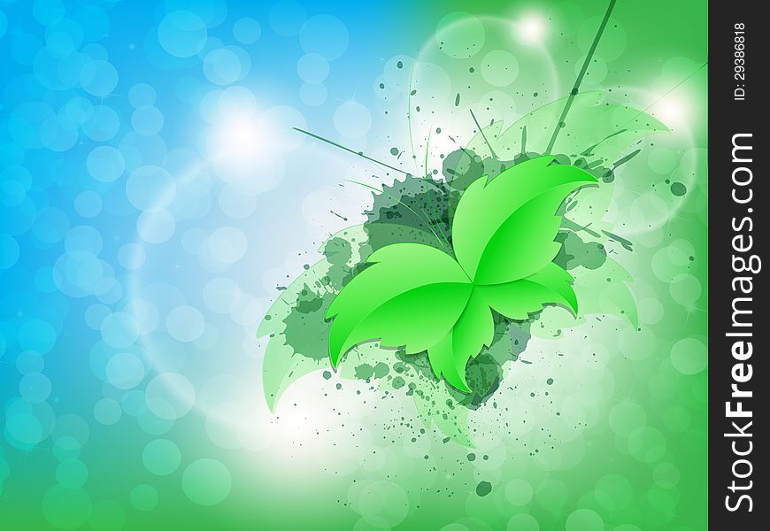 Green Leaf Butterfly on a Background in two colors. Green Leaf Butterfly on a Background in two colors