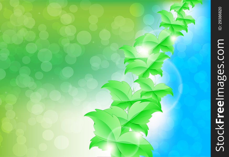 Green Leaf Butterflies on a Background in two colors. Green Leaf Butterflies on a Background in two colors