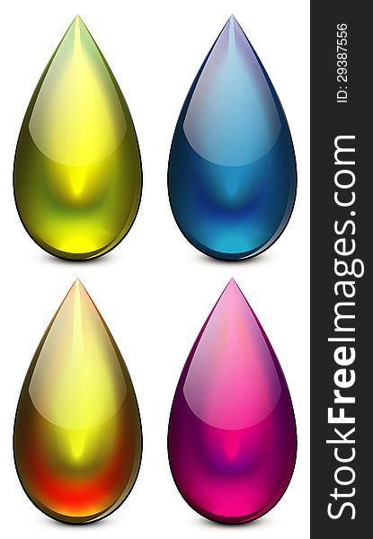 Vector illustration Vector drop a few drops of different colors with a shadow eps10
