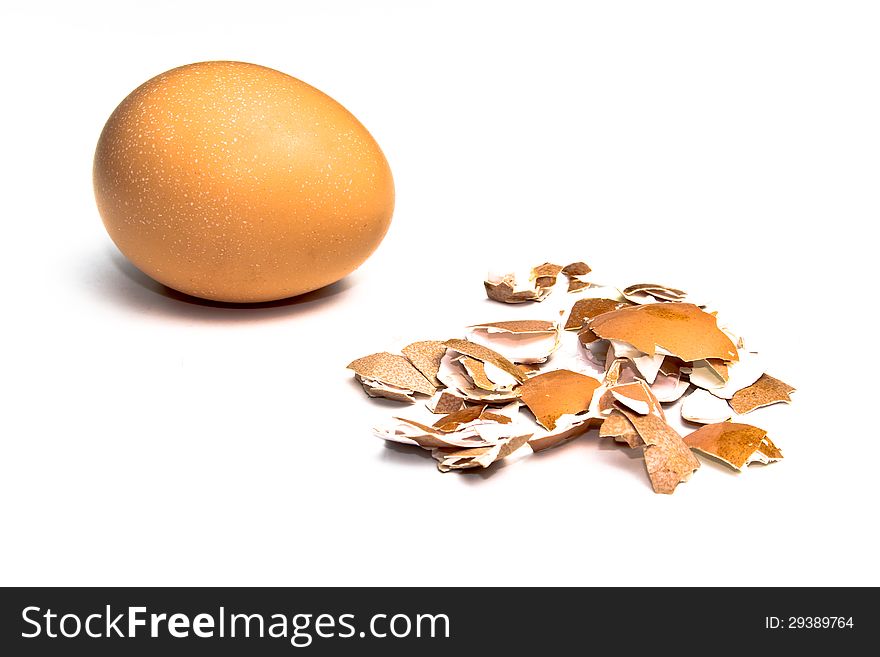 Egg and crashed eggs shell isolated white
