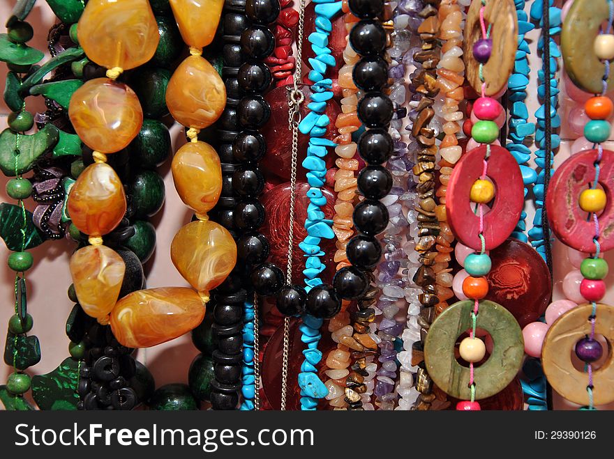 Necklaces made of different kind of semiprecious stones