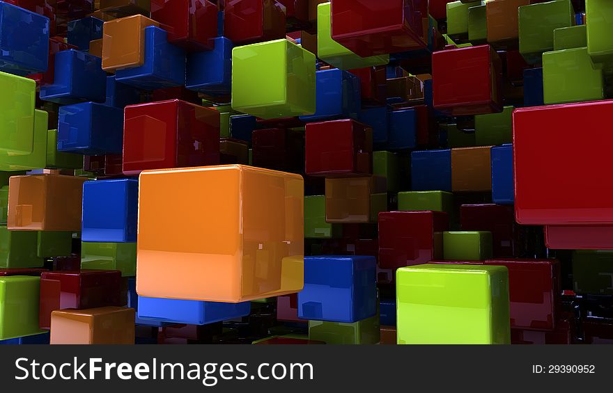 3d design. Abstract cubes wallpaper and colors. 3d design. Abstract cubes wallpaper and colors