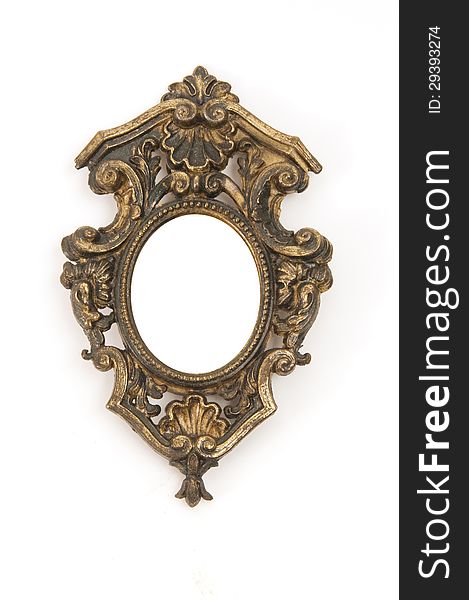 Antique brass frame isolated on white background. Antique brass frame isolated on white background